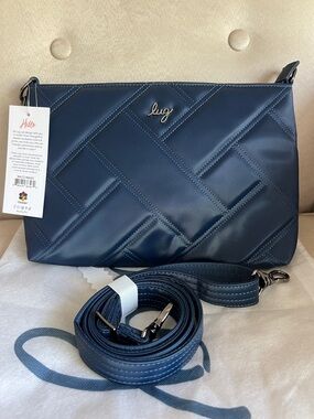 NWT Lug Waltz Satin Luxe Vegan Leather Crossbody Bag in Indigo
